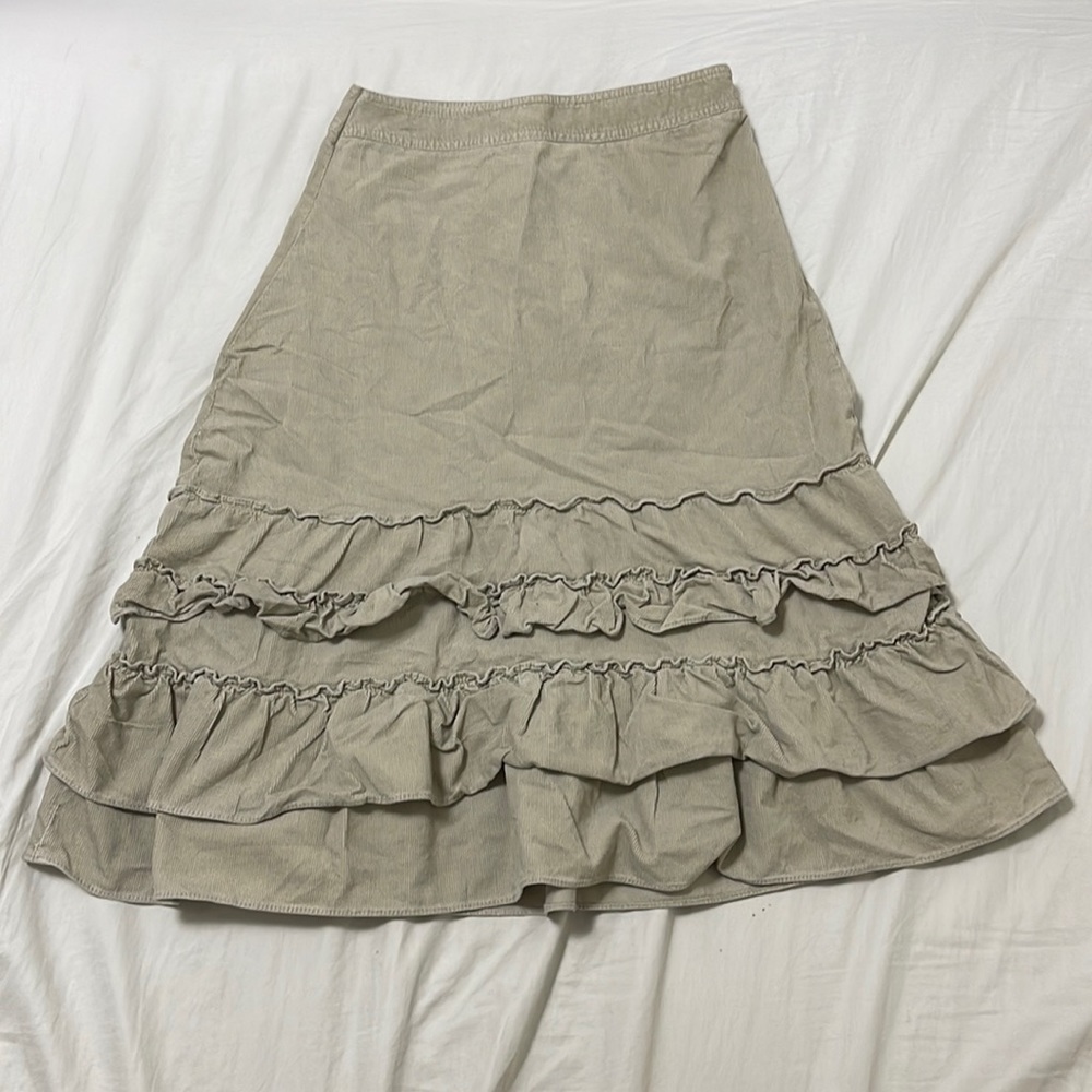 Ann Taylor Loft Size 6 Corduroy Ruffle Midi Skirt